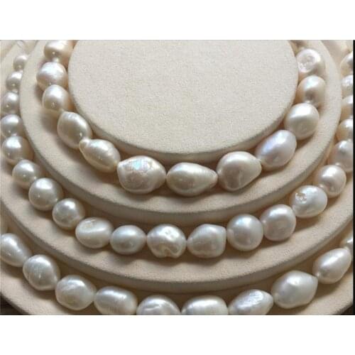 13mm white baroque pearl choker necklace 925 silver clasp natural Freshwater PEARL Women Jewelry 43cm 17'' 35cm