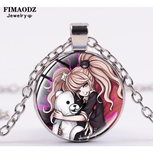 FIMAODZ Danganronpa V3 Killing Harmony Necklace Cartoon Character Glass Round Pendant Game Jewelry for Kids