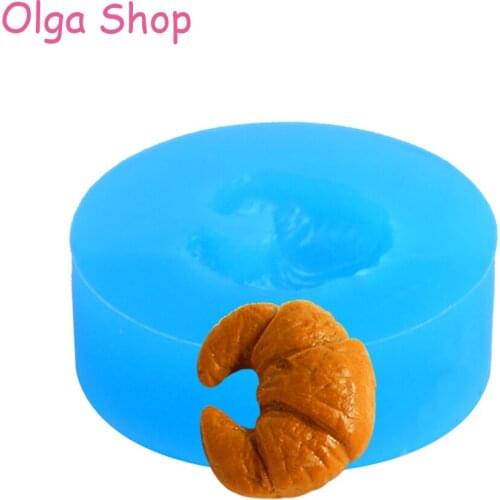GYL132 16mm kawaii Croissant Silicone Mold - Miniaturesweets Cupcake Topper Dollhouse Candy Chocolate Resin Earring Sculpey
