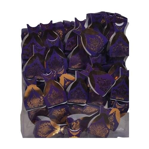 HENNA NIGHT MATERIALS - CAFAN-SHAPED GIFT HENNA PURPLE 50-IN-HENNA BOX-HENNA-NIGHT-GIFT-FILLED HENNA BOX FOR GUESTS
