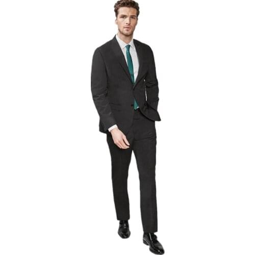 Custom Business 2Pieces Suit Formal Stright Solid Black Singal Breasted Weddding Groomsman Wear Tuxedos Business Formal