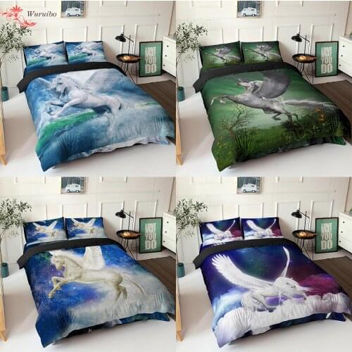 3D Horse Bedding Set Bedroom Soft Duvet Cover King Queen Twin Full Size Comforter Bed Set Teens Bedclothes 90/135/150 Bed Cover