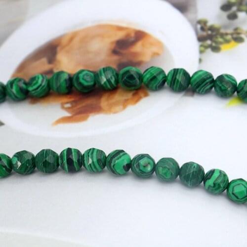 Hot new!Green malachite faceted round shape 6mm loose beads 15inches DIY stone women jewelry making design gift