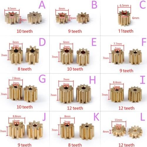 AZGIANT 1PC 8/9/10/11/12 teeth copper car motor gear for FC280 260 130 140 motor international standard universal pinion brass