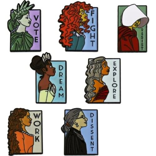 Fashionable black women with long hair beauty letter badge DIY decoration accessories pinned on clothes gifts for friends