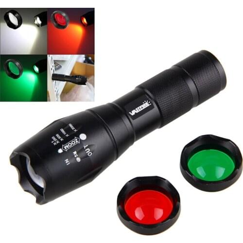 Powerful Zoomable Focus 5000 Lumen LED Tactical Flashlight White Green Red Portable LED Camping Hunting Lamp Torch Lanternas