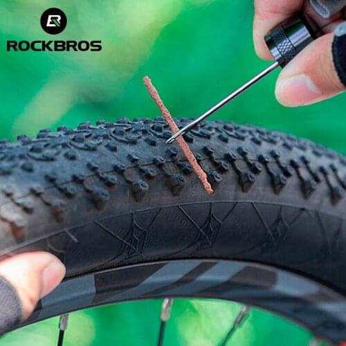 ROCKBROS Tyre Repairing Patch Tool Kit Puncture Plug Cycling Repair Strips Motorcycle Tubeless Tyre Repair Tool Bike Accessories