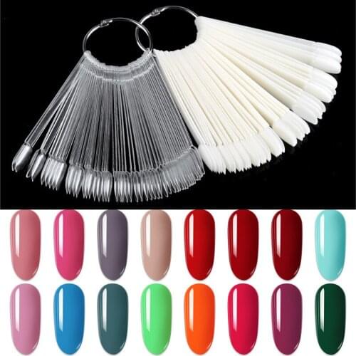 New year 50pcs Fake Nails Clear Natural French Style Acrylic False Nails Fan Shape Tips Polish for DIY Nail Art Decoration H1067