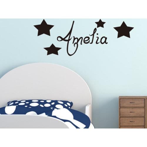 Personalised Any Name Wall Decals Kids Bedroom Removable Baby Nursery Wall Sticker Stars Art Decal Home Decor Living Room ZA584