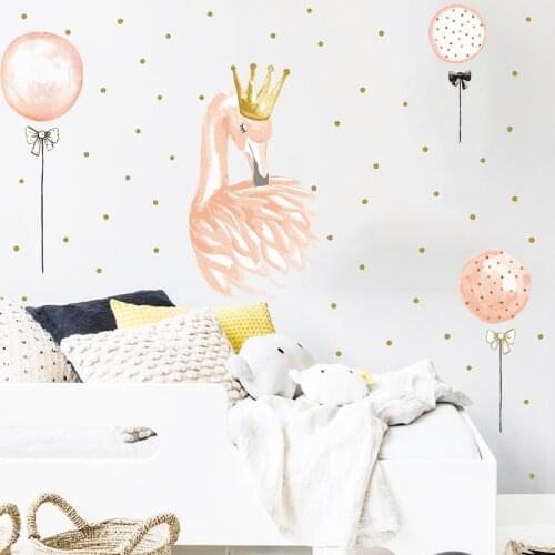 Balloon Swan Wall Stickers For Kids Room Children Girl Bedroom Wall Decor Living Room Background Room Decoration PVC Art Sticker