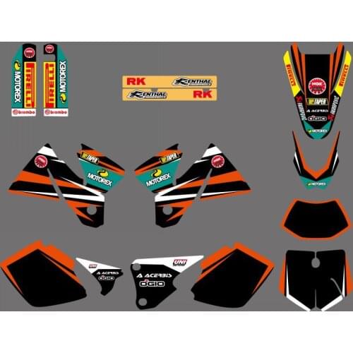 NEW TEAM GRAPHICS WITH MATCHING BACKGROUNDS DECALS DECO FOR KTM EXC 125 200 250 300 380 400 1998 1999 2000 MOTORCYCLE