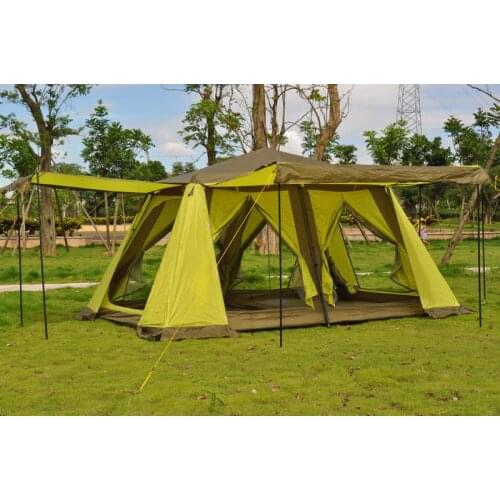 New style high quality 6-10 person double layer waterproof ultralarge two bedroom camping family party tent