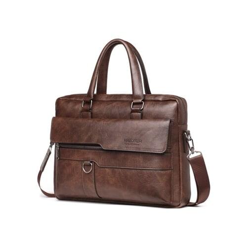 Retro Mens Briefcase Handbags Casual Leather Laptop Bags Male Business Travel Messenger Bags Man Crossbody Shoulder Bag Bolso