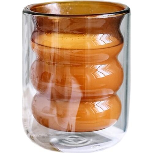 Ins Transparent Milk Tea Cup Spiral Double Wall Heat Resistant Color Coffee Juice Drinking Mug