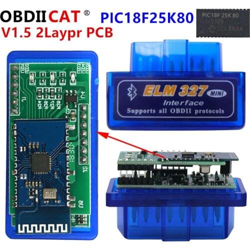 Super Mini ELM327 V1.5 Bluetooth Scanner ELM 327 V1.5 With PIC18F25K80 OBD2 Scanner Support J1850 Protocols
