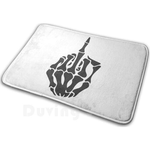 Skeleton Middle Finger Mat Rug Carpet Anti-Slip Floor Mats Bedroom Bones Bone Insult Ass Asshole Evil Dead Death Skin And Bones