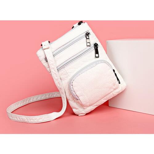 Crossbody Bags for Women Vintage Messenger Bags Girls Multi-pocket Purses Shoulder Bags Washed Leather Phone Packets Rose Red