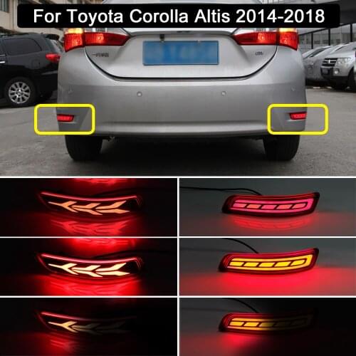 For Toyota corolla Altis 2014-2018 LED Rear Bumper Reflector Lamp Function As Driving Light Brake light Dynamic Turn light