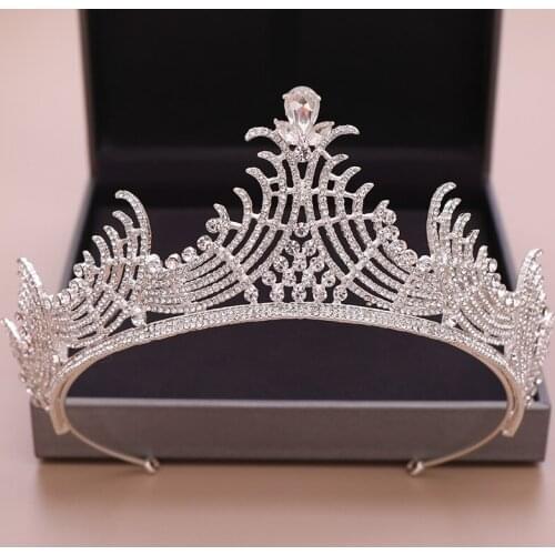 Crystal Tiara And Crowns Rhinestone Silver Color Gold Wedding Crown Wave Style Hair Accessories Bridal Women Diadem Hair Jewelry