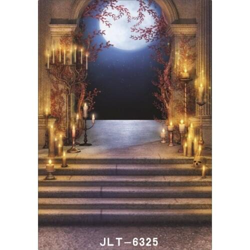 Fabric Cloth Custom Photography Backdrop Prop Fantasy Moon Candles Halloween Vinyl Backgrounds Photo Studio for Wedding Children