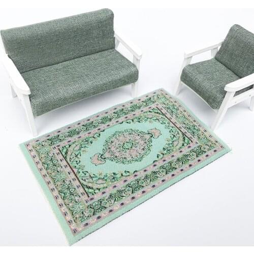 Woven Turkish Rug Dollhouse Mini Carpet Mat 1:12 Dollhouse Miniature furniture component Simulation mini model ground decoration