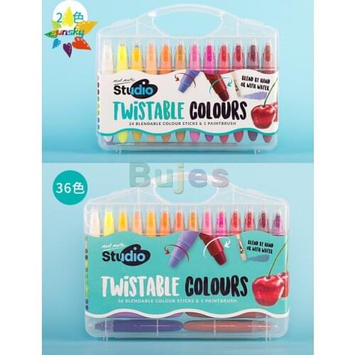 Mont Marte 12/24/36 color Colorful stick Rotating crayon Oil painting stick Childrens washable color painting pen art supplies