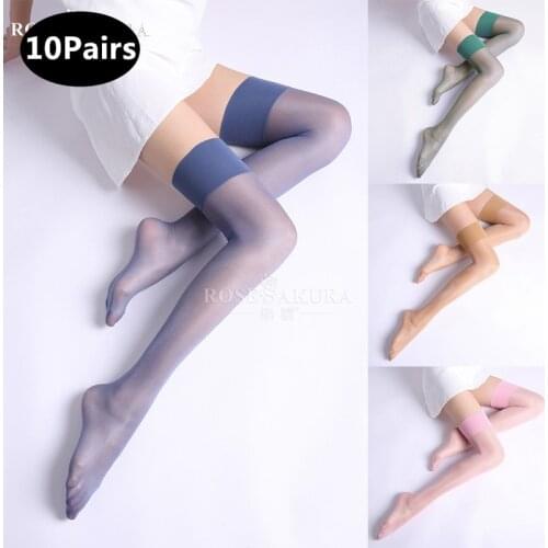 10Pairs Women Multi-color Oil Shine Shiny Thigh High Stockings Sexy Ladies Collant Lolita Glitter Lustre Legs Transparent Medias