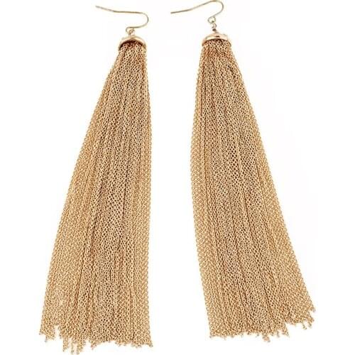 New Multi Tassel Chains Drop Earrings For Women Cute Long Chains Pendant Dangle Earrings Fashion Jewelry Pendietes Gold-color