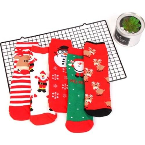 Winter Cute Style Cotton Red Middle Stockings Thicker Cotton Festival Socks Christmas