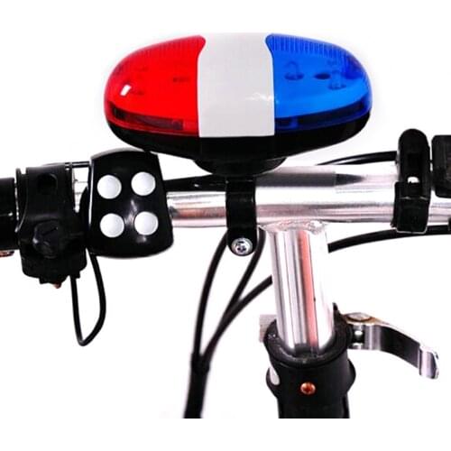 1PC Bike Bicycle Bell 6 LED 4 Tone Bicycle Horn Bike Call LED Bike Police Light Electronic loud Siren Kid Accessories 13*7*4.5cm