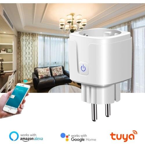 16A EU Smart Wifi Power Plug with Power Monitor, Smart Home Wireless Socket Outlet Works for Alexa Google Home