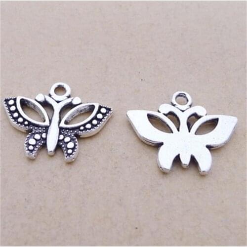 BULK 30 Eco-friendly Zinc Alloy Metal Antique Silver Plated Butterfly Charms Pendants Jewelry Making 19*16mm 1.4g