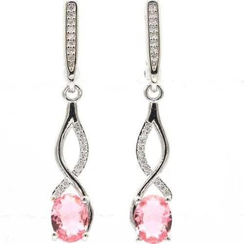 66x23mm Super Big European Design Created Surper White Bright Cubic Zircon For Women Dating Silver Earrings