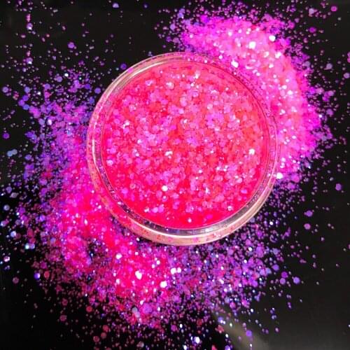 1 Bag 50G Glitter Nail art Nail Art Acrylic Nails Glitter Mixed Powder 16 Colors 0.2-3mm Sequins Iridescent Flakes (Gold light)