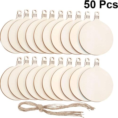 50pcs Christmas Ball Ornament DIY Wooden Craft Christmas Pendant Household Ornament for Shop Hotel