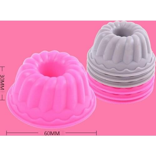 6 Pcs Cake Mold Silicone Round Shape Solid Color Cupcake Baking Tool Pudding Egg Tart Bakeware Mould Kitchen Gadgets NW