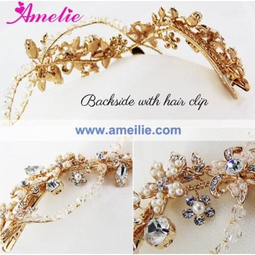 A15002 Gold and Silver Plated Flowers And Crystal Wedding Party Ladies Barrettes Hairbands Clip Accessories