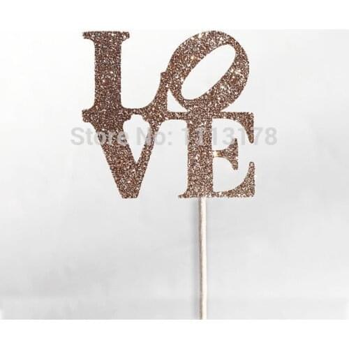 Glitter Rose Gold LOVE Cupcake Topper baby bridal shower birthday food Picks wedding party cake topper decor