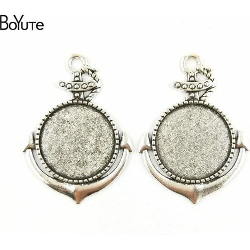 BoYuTe (30 Pieces/Lot) 25MM Cabochon Base Vintage Diy Jewelry Accessories Parts Antique Bronze Silver Plated Anchor Pendant