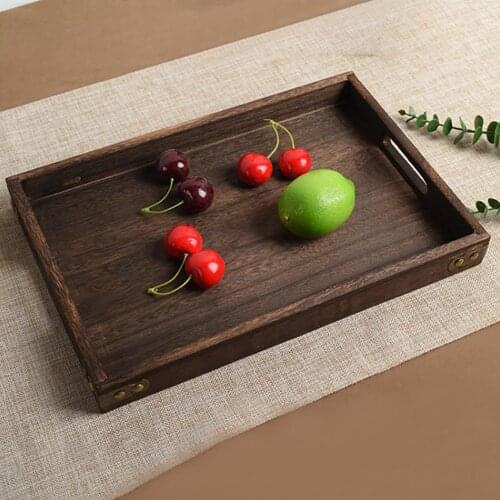 1 Piece Retro Wooden Pallet Rectangular Storage Trays Hotel Dessert Dinner Tea Food Tableware Serving Tray Home Kitchen Tool
