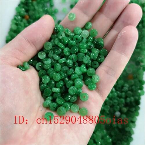DIY Natural Green Jade Beads Jadeite Septa Emerald Jewelry Fashion Charm Accessories