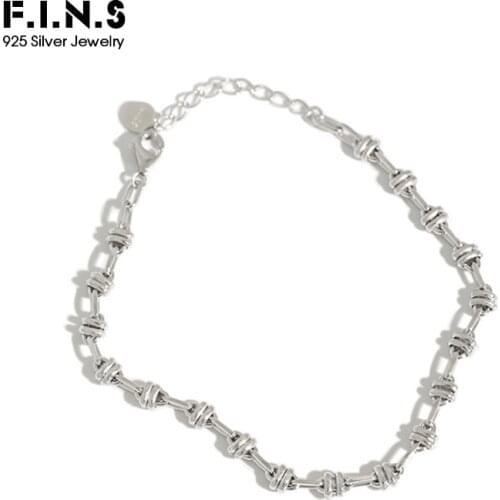 F.I.N.S Korean S925 Sterling Silver Bracelet Minimalist Chain Bracelet for Men and Women Personality Silver Chain Ornaments
