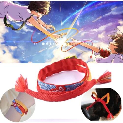 Hot Fashion Lover Bracelet Movie Your Name Bracelet Handmade Red Rope Charm Jewelry Cosplay Hand Strap Hair Accessories