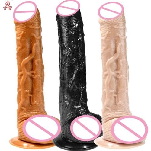 Jiuai Soft Material Skin Feeling Realistic Sexy Huge Dildo Female Masturbator Silicone Suction Cup for Women Man