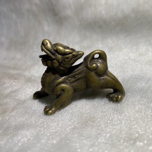CHINA antique Pure copper fengshui lovely brave troops small Statue Metal crafts family decorations pendant