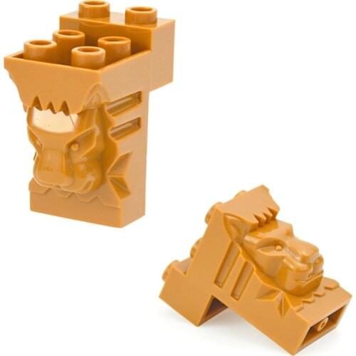 Building Blocks City Street View Modified 2x3x3 With Cutout And Lion Head Face Compatible With 30274 DIY Bricks Educational Toys