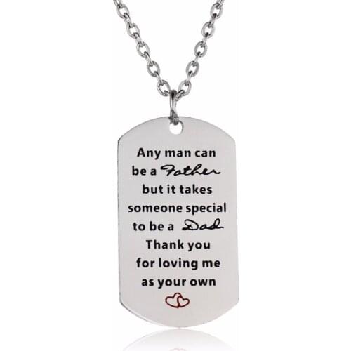 "Any Man Can Be A Father" Dad Gifts Stainless Steel Pendants Men Necklace Chain Jewelry Fathers Day Gifts Birthday Family Love