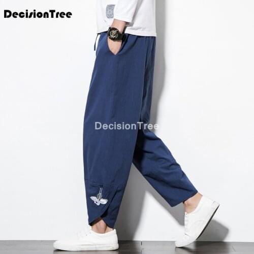 2021 vintage men sets homewear v neck long sleeve tops & pants streetwear chinese style cotton loose men suit harem pants