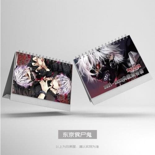 New Anmie Tokyo Ghoul Mini Desk Calendar 2021 2022 Demon Slayer, One Piece Kawaii Calendars Fans Gift