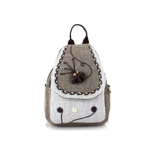 New coming original women shopping string appliques backpacks!Nice national prints lady cover backrack Top Casual lady backruck